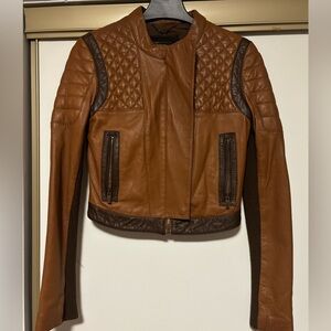 Bebe Brown Leather Jacket XS